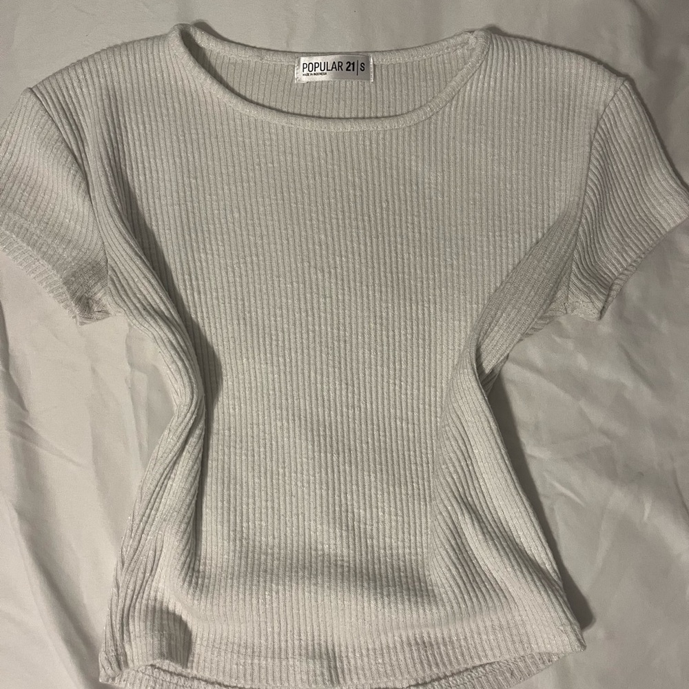plain white cropped tee, form fitting